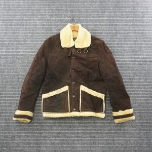Vintage 70s Joo-Kay Suede Rancher Jacket Mens 38 Brown Western Shearling Trim
